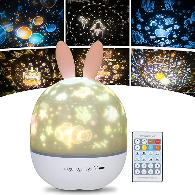 Lampara Proyector Infantil 360° Giratorio Luz Nocturna Infantil Proyector  Estrella, 3 Niveles de Brillo 6